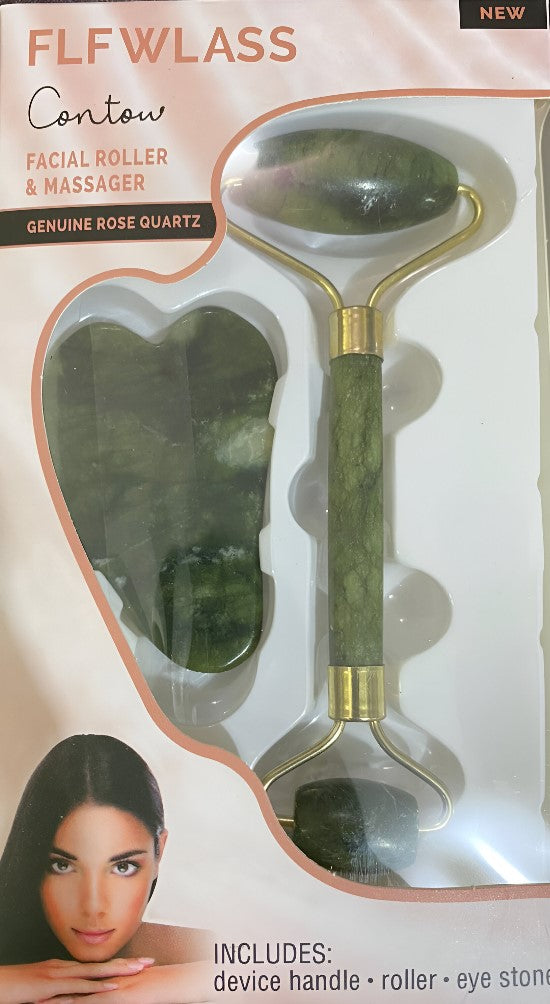 Natural Jade 2-in-1 Facial Roller & Gua Sha Massage Tool Set