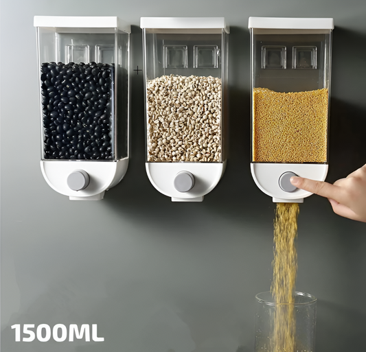 Wall Mounted Dry Food Dispenser 1500ML | Cereal, Rice & Grain Storage Container