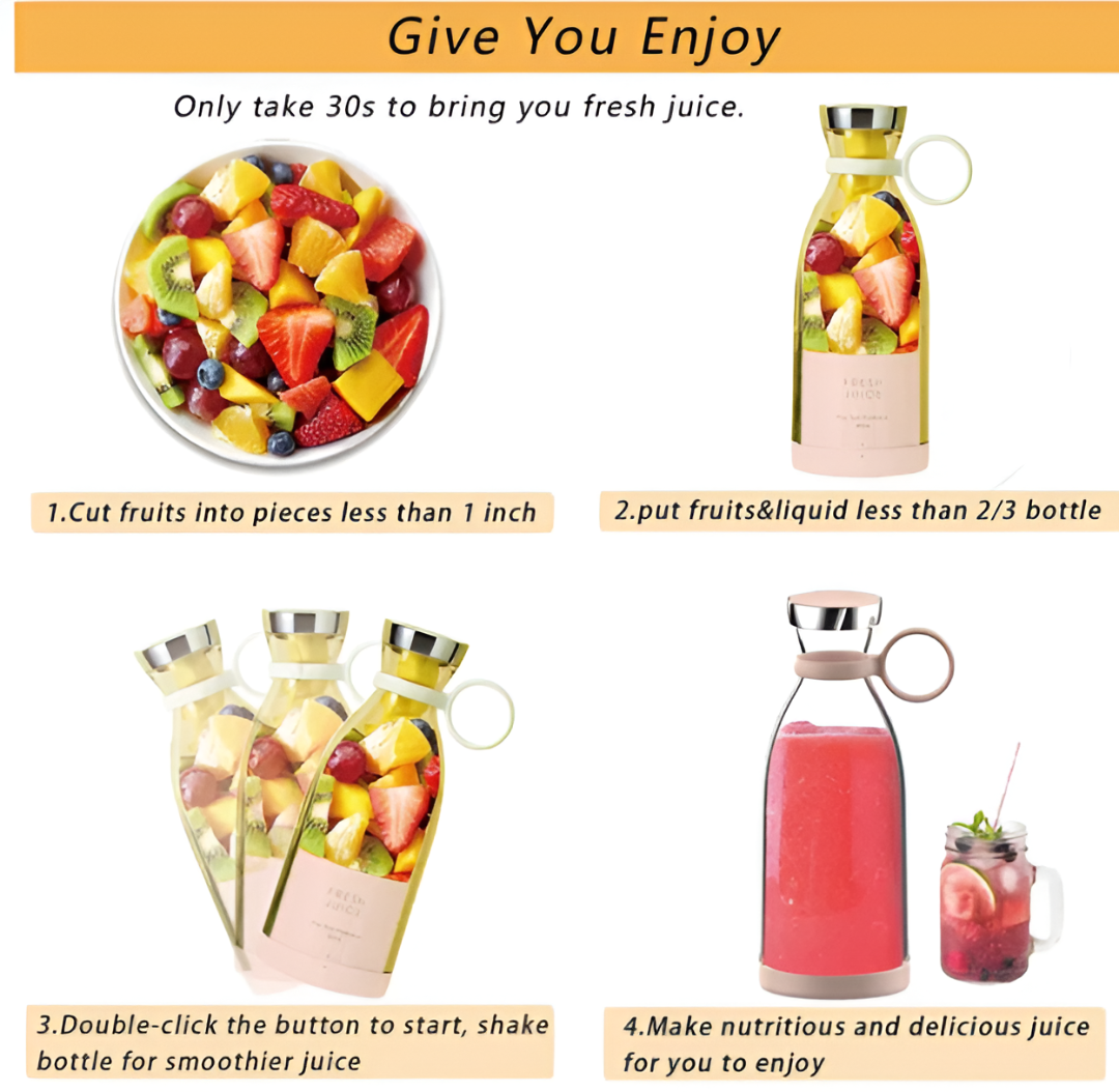 Bottle Juicer Glass USB Rechargable