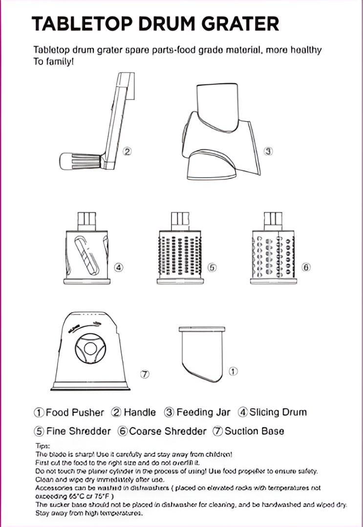 3-in-1 Manual Rotary Vegetable Slicer & Grater