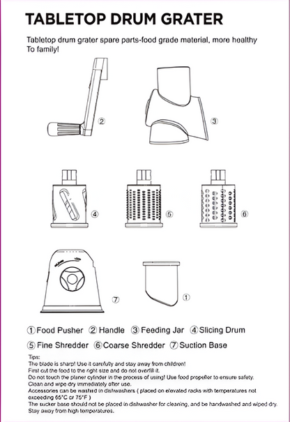 3-in-1 Manual Rotary Vegetable Slicer & Grater