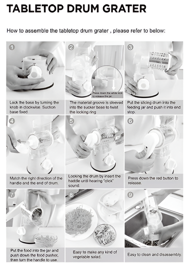 3-in-1 Manual Rotary Vegetable Slicer & Grater