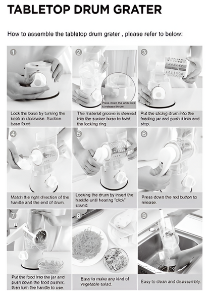 3-in-1 Manual Rotary Vegetable Slicer & Grater